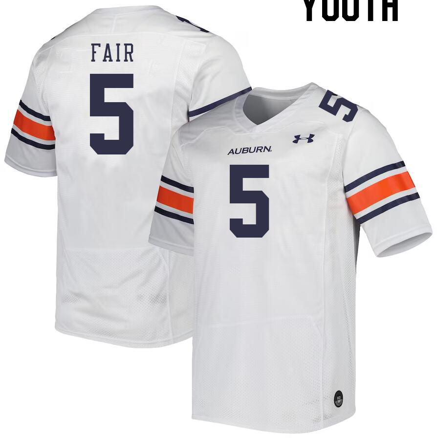 Youth #5 Jay Fair Auburn Tigers College Football Jerseys Stitched-White